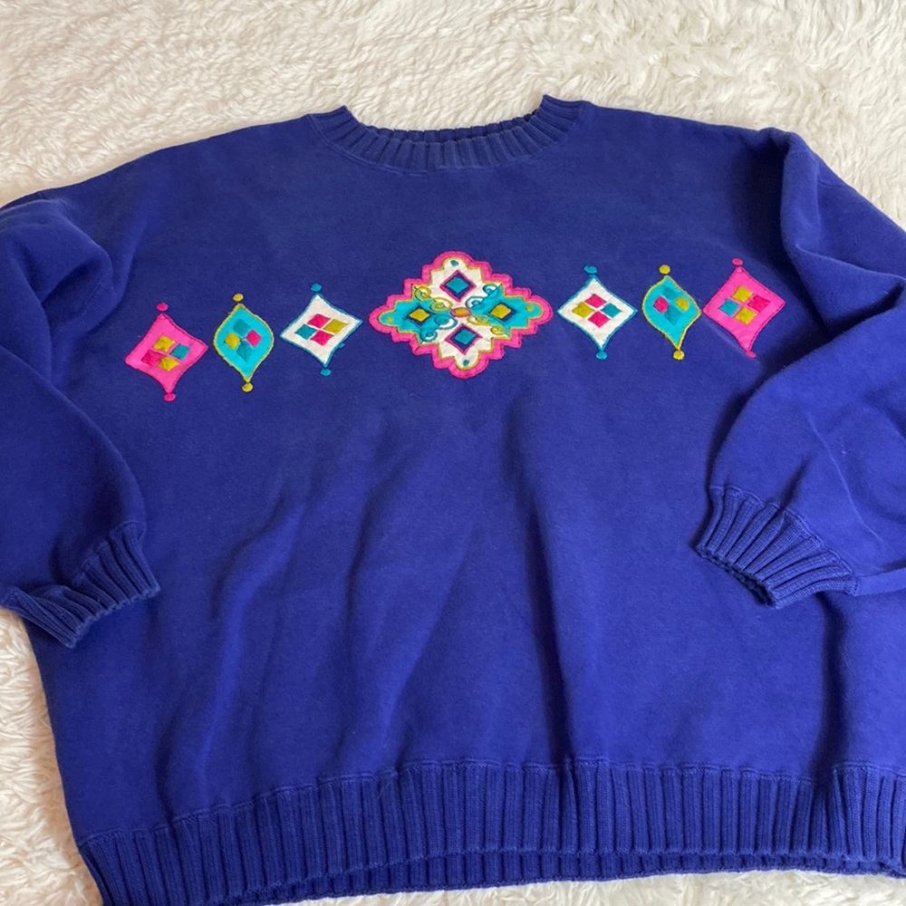 Vintage-Pasta Geometric Ornament Sweatshirt-L